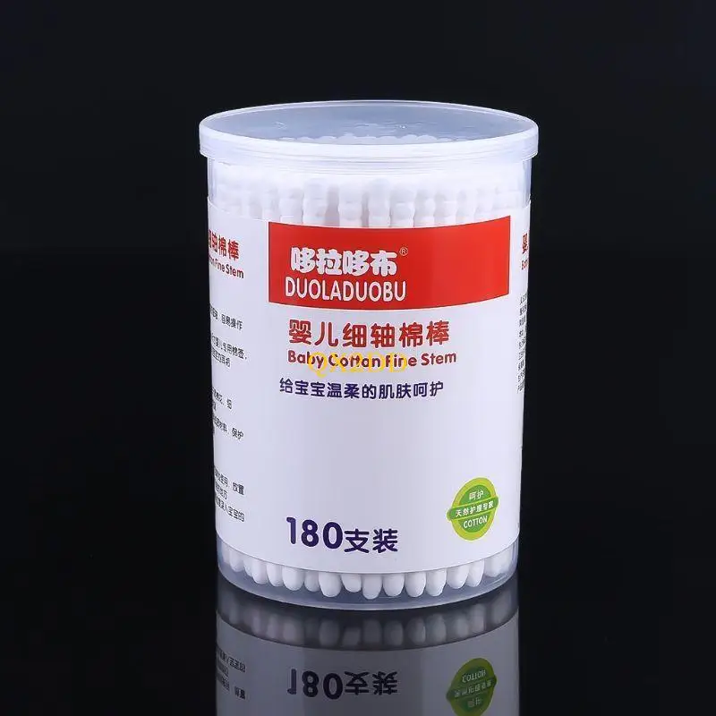 QX2D 180xDual-use Paper Cotton Swab Baby Clean Ear Mouth Ear Nose Belly Button - Image 5