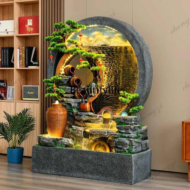 Water curtain wall living room running water screen partition rockery fountain landscape courtyard lucky
