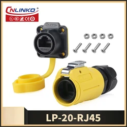 Cnlinko LP20 M20 Aviation Waterproof RJ45 Welding 8pin Cat6 Panel Socket Plug Signal Connector for PC TV Ethernet Router Switch