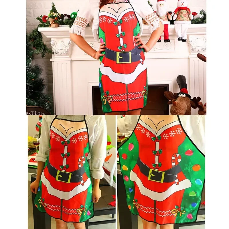 Sleeveless women's aprons in Christmas style, home cleaning clothes, reliable protective tools for daily household and housework