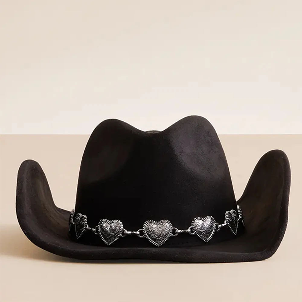 Suede Western CowboyHat White Cowboy Hat Silver and Turquoise Trimmed Retro Gentleman Cowboy Hat for Men and Women New Men's Hat