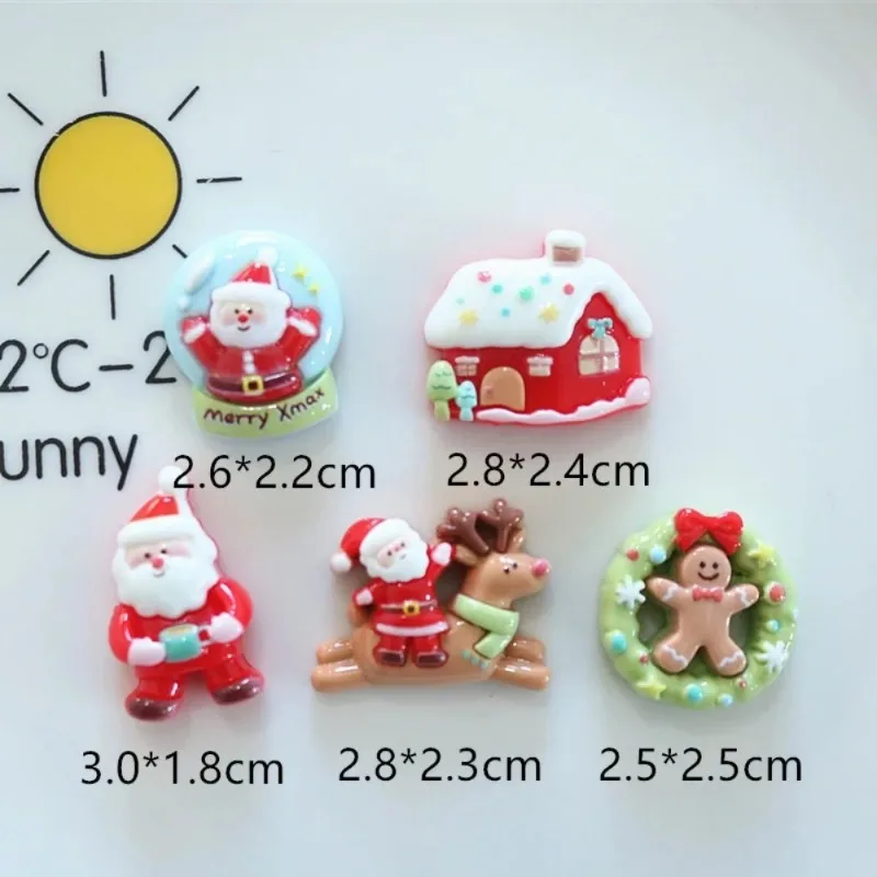 5 قطعة عيد الميلاد الراتنج فلاتباك سانتا كلوز الرنة الزنجبيل رجل DIY بها بنفسك سكرابوكينغ إكسسوارات الشعر الحرفية ديكور زينة عيد الميلاد #2