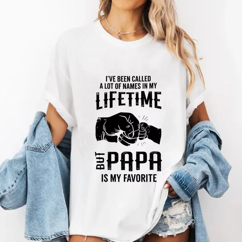 Funny Papa Is My Favorite T Shirt Dad T-Shirt Father's Gift Grandpa Tee Casual Cotton Short Sleeve Round Neck Printed T-shirts