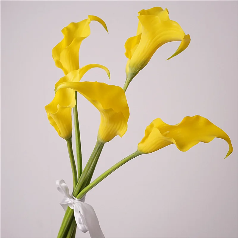 5Pcs Latex Calla Lily Real Touch Artificial Flowers Wedding Decor Bridal Bouquet Party Table Floral Arrangement Home Decorations