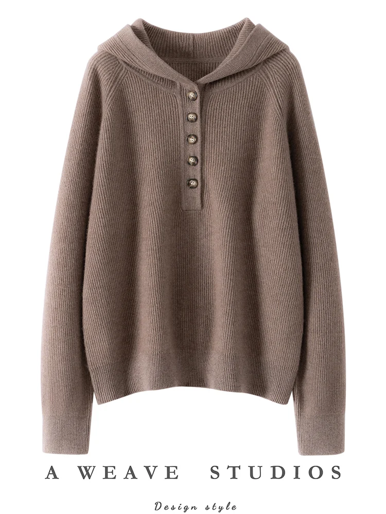

Women's 100% Goat Cashmere Casual Hoodie Pullover Sweater Soft Cosy Knitwear Hooded Autumn Winter Clothing