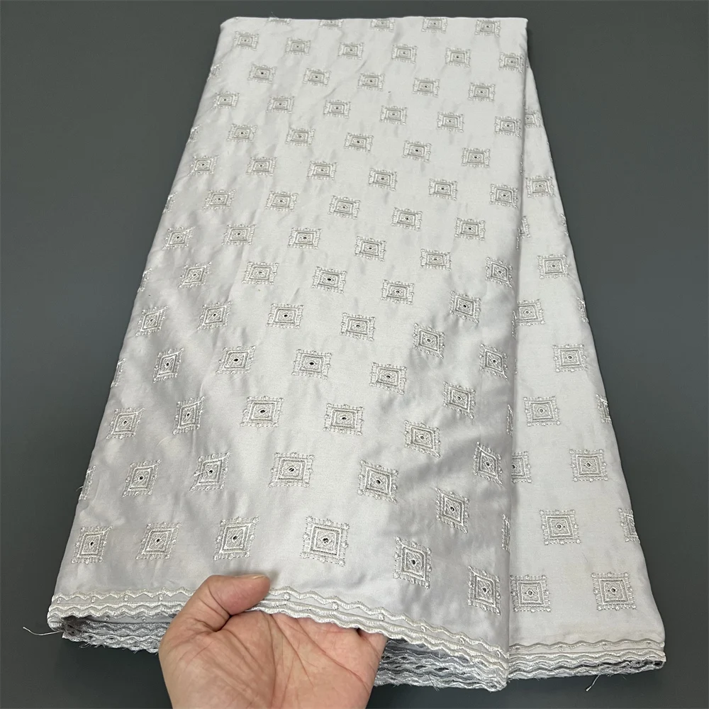 

Африканская кружевная ткань из углеродного волокна, хлопчатобумажные материалы для одежды, от метров, вышивка, 2025, вечерние платья, тюль, 5 ярдов
