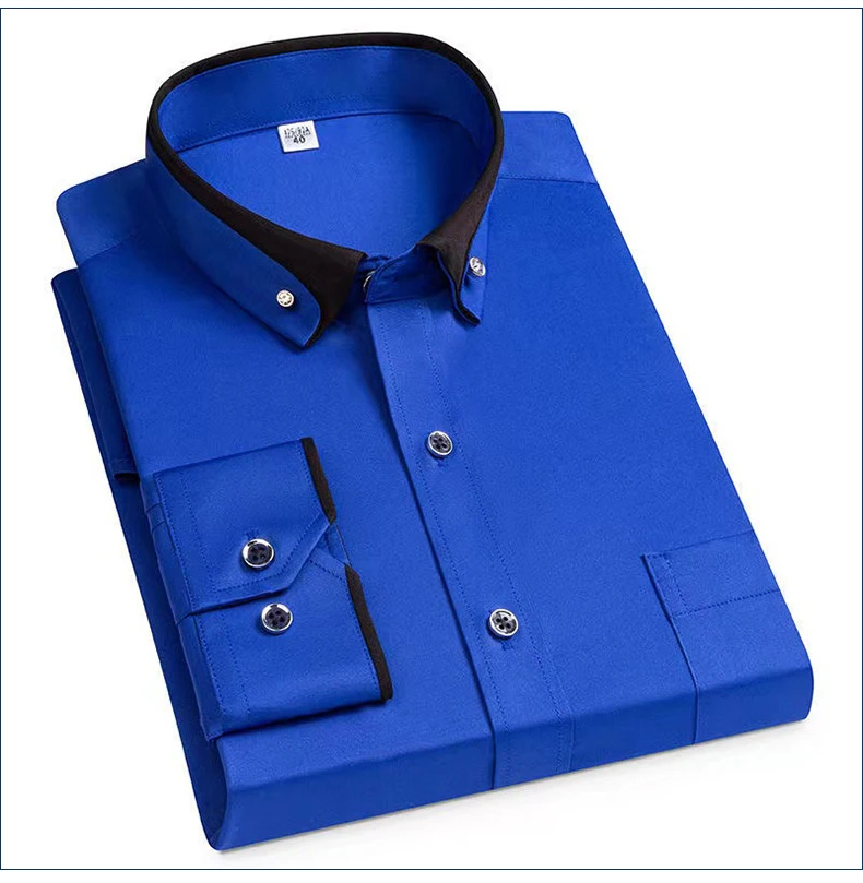 

Men's Long Sleeve Smart Dress Shirt Casual Spring Autumn New Style Elastic Crystal Button Fashionable City Top Wear for Teens