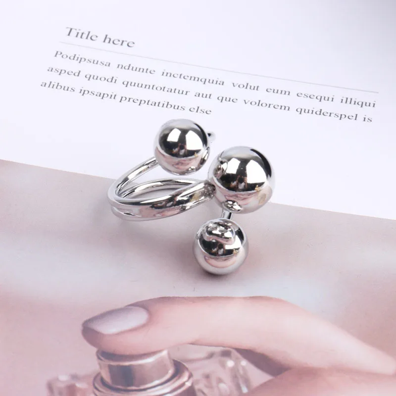 Exaggerated Metal Circular Ball Rings Punk Twist Adjustable Peas Ball Gold/Silver Color Bean Geometric Spherical Finger Rings