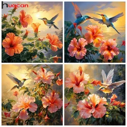 Huacan Diy Diamond Painting Flower Full Square Round Mosaic Animal Hummingbird Art Wall Decoration Craft Kit