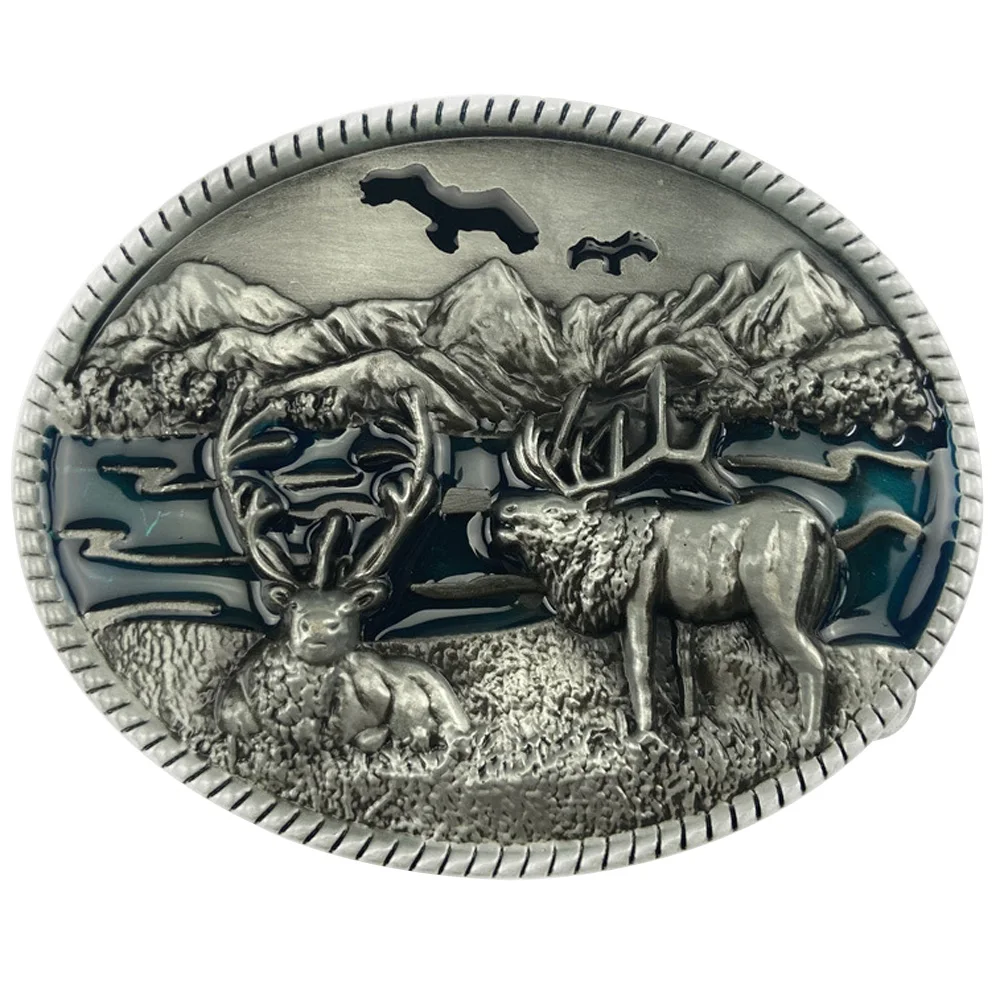 Conserve Wildlife Animal Deers Belt Buckles for Men Oval Fashion Western Cowbos Cowgirls Hebilla Cinturon Hombre Dropshipping