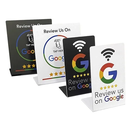 Standing Brand Bracket NFC Google Review Card 13.56MHz Programmable Table Display Station