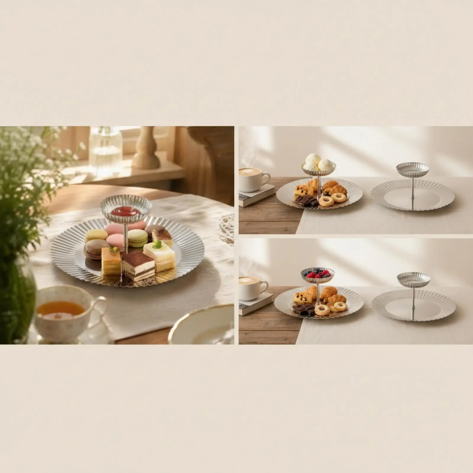 Tiered Industrial Serving Plate with Stem and Dipping Bowl for Snacks Sauces and Ice Cream Entertaining Essentials