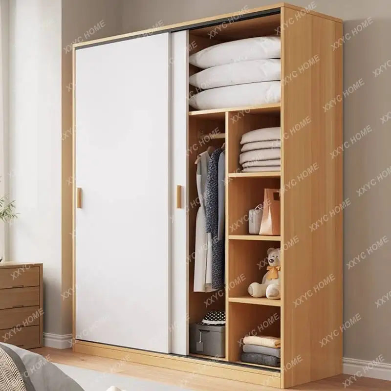 XXBrown Wardrobes Customized White Modern Bedroom Wooden Wardrobes Sliding Space Saving Armarios De Ropa Furniture