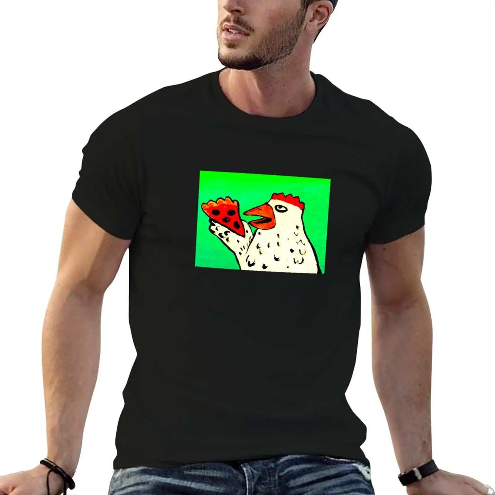 

CHICKEN WITH PIZZA T-Shirt Aesthetic clothing summer clothes tshirts for men