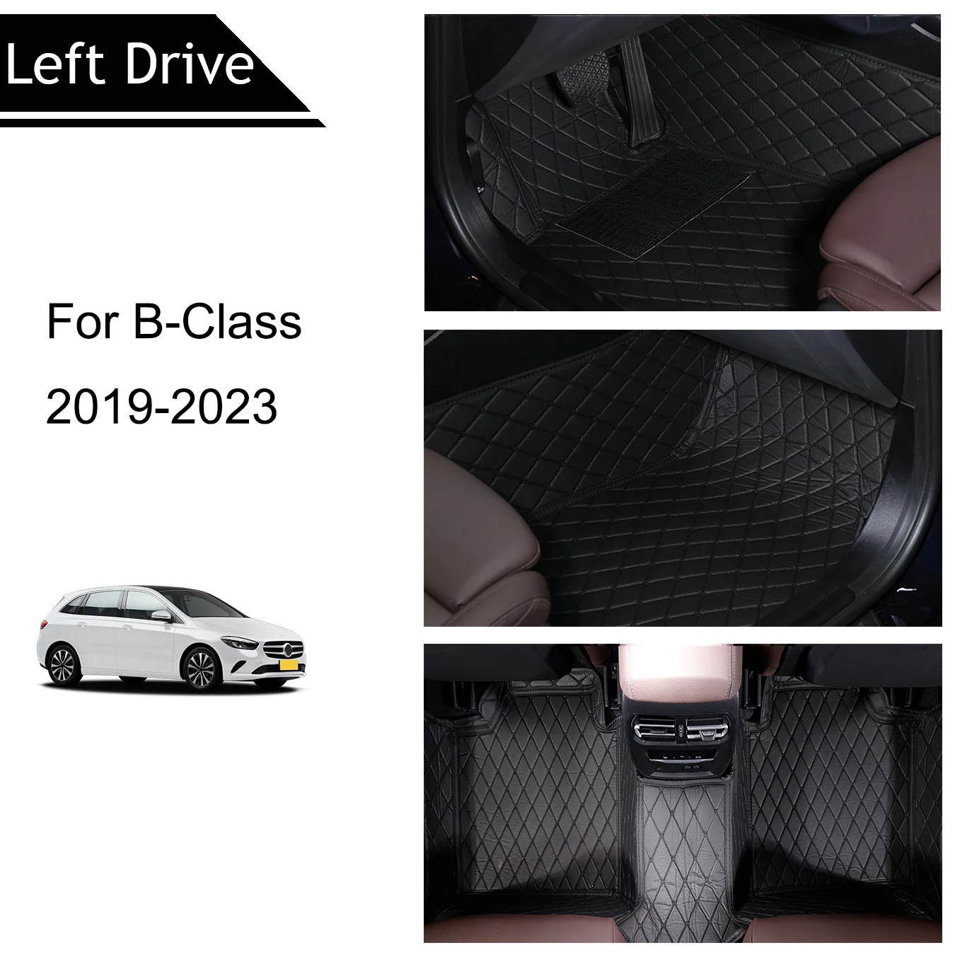 [LHD] For Mercedes-Benz For B-Class 2019-2023 Three Layer PU Leather Stereo Full Cover Anti-Slip Car Mat