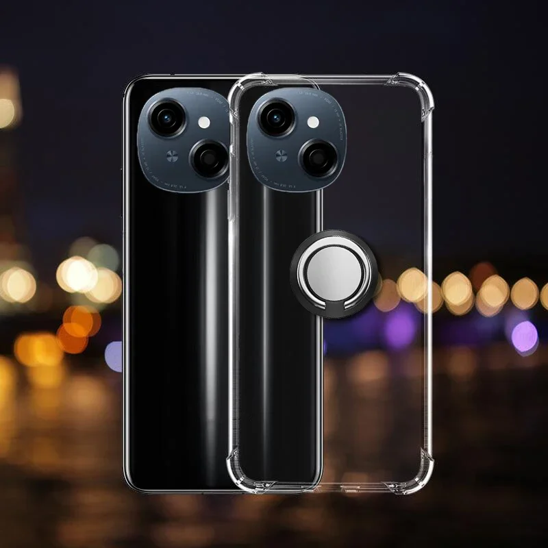 Voor Tecno Spark 40 Pro 40C Case Adsorbeerbare Ring Transparante Airbag Siliconen Shell Voor Tecno Spark 40 Pro Plus 40C cover Fundas