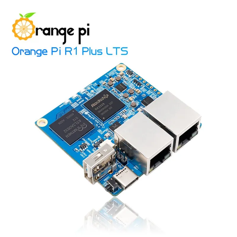 Orange Pi R1 Plus LTS Rockchip RK3328 1GB Dual Gigabit Ethernet Gateways OpenWrt LEDE Development Board Metal Shell Soft Routing