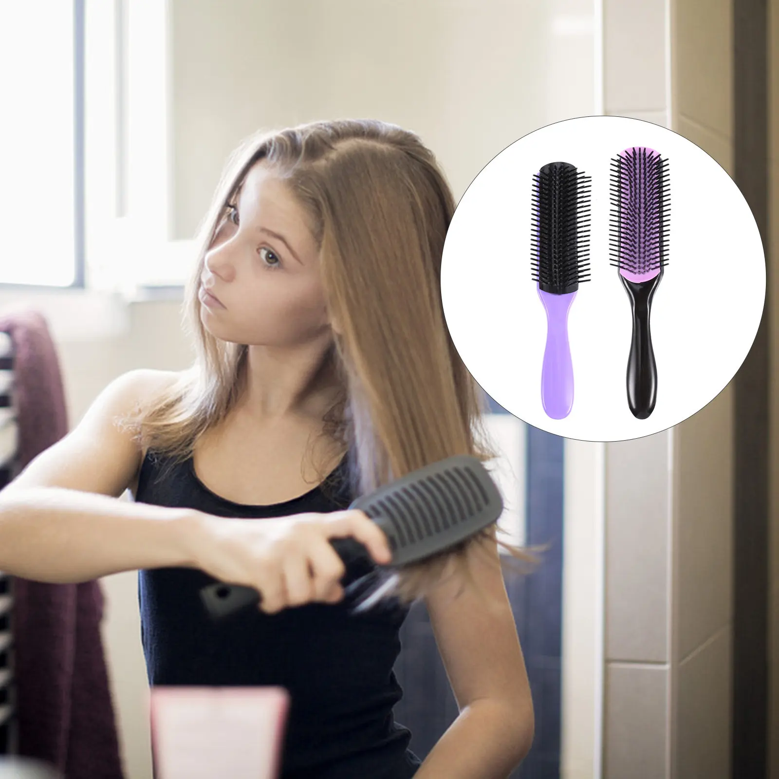 

2pcs Professional Durable Comb For Daily Use Massage Scalp Detangling Suitable Straight Curly Hair Women Hair Brush