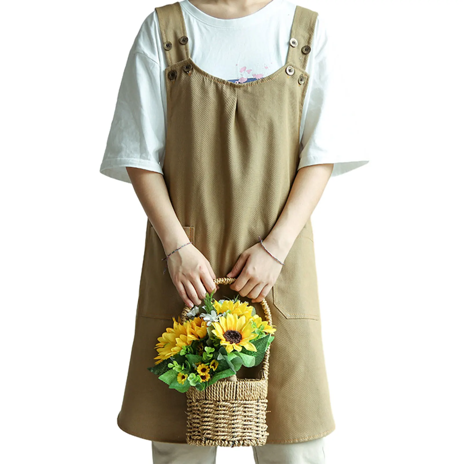 

Trendy Apron For All Needs Fashionable Wear Resistant And Durable Cross Back Apron With Pockets Purple