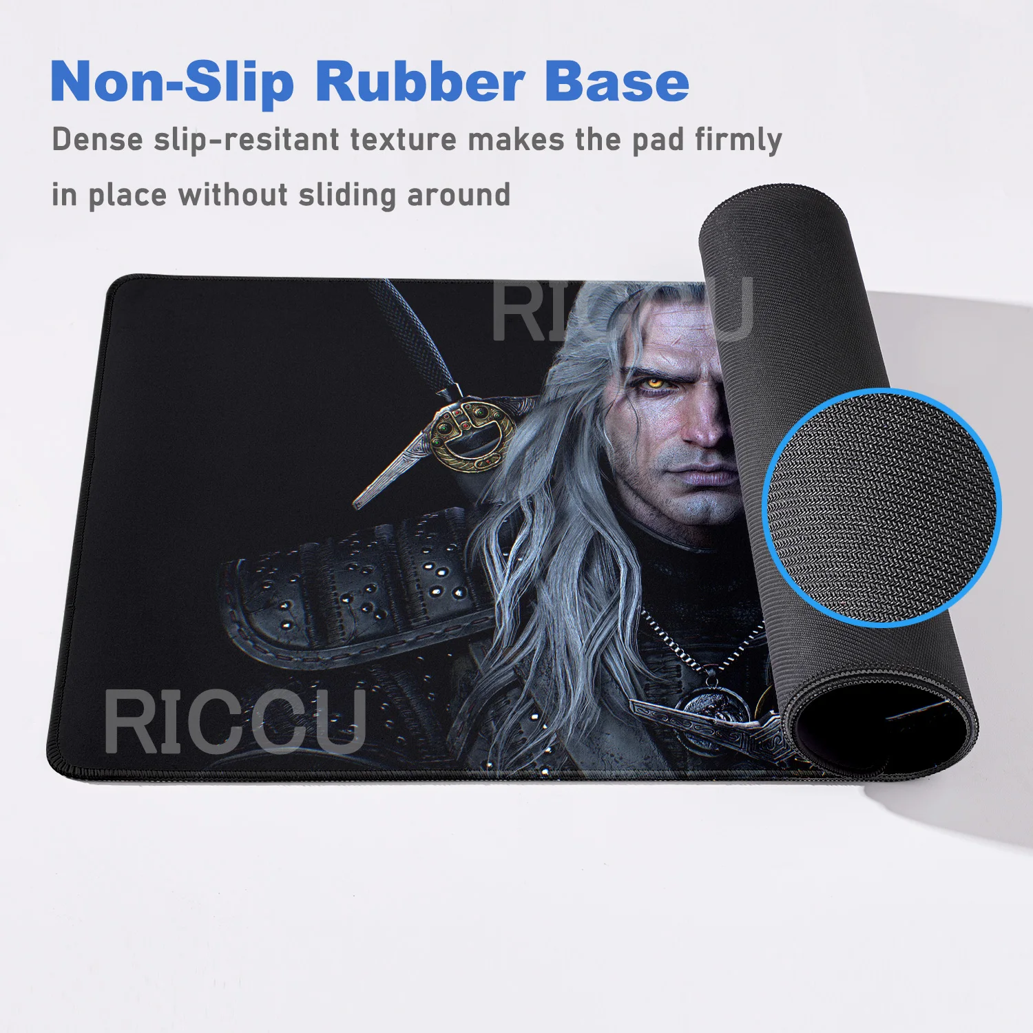 Populer The W-witcher 3 Alas Mouse XXL Permainan Anti-selip Alas Mouse Tebal Penguncian Alas Meja Notebook Keyboard Gaming Besar