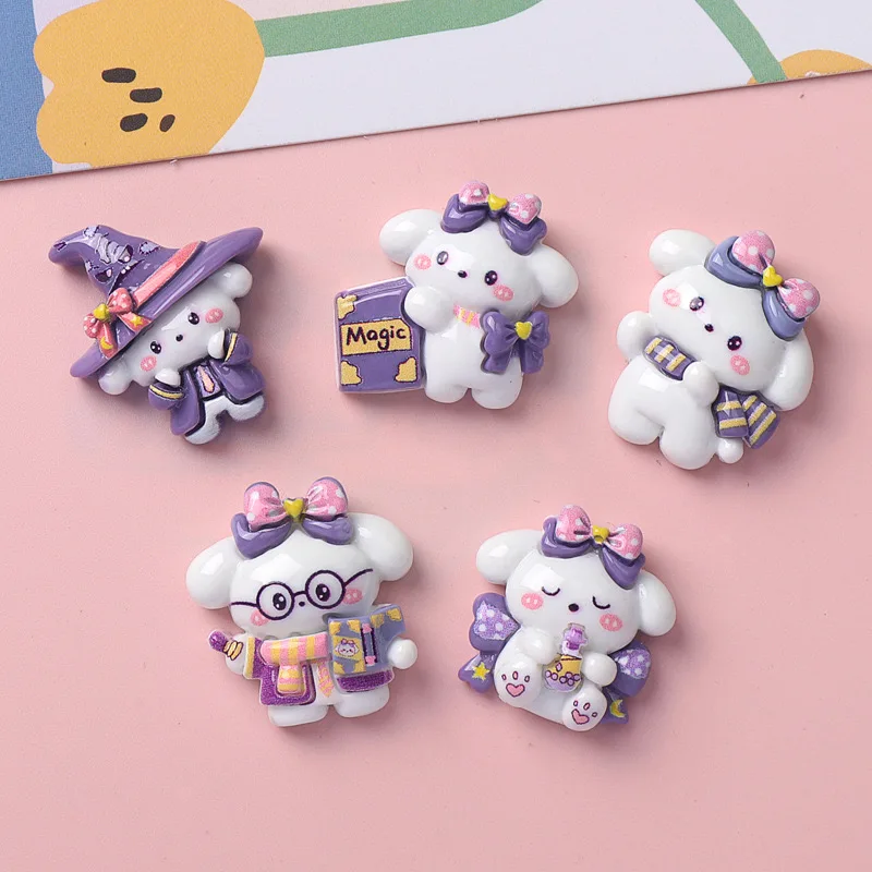 10 Pcs New Mini Kawaii Cartoon Animal Magician Puppy Series Resin Scrapbook Diy Jewelry Children Gift Hairpin Accessories C35