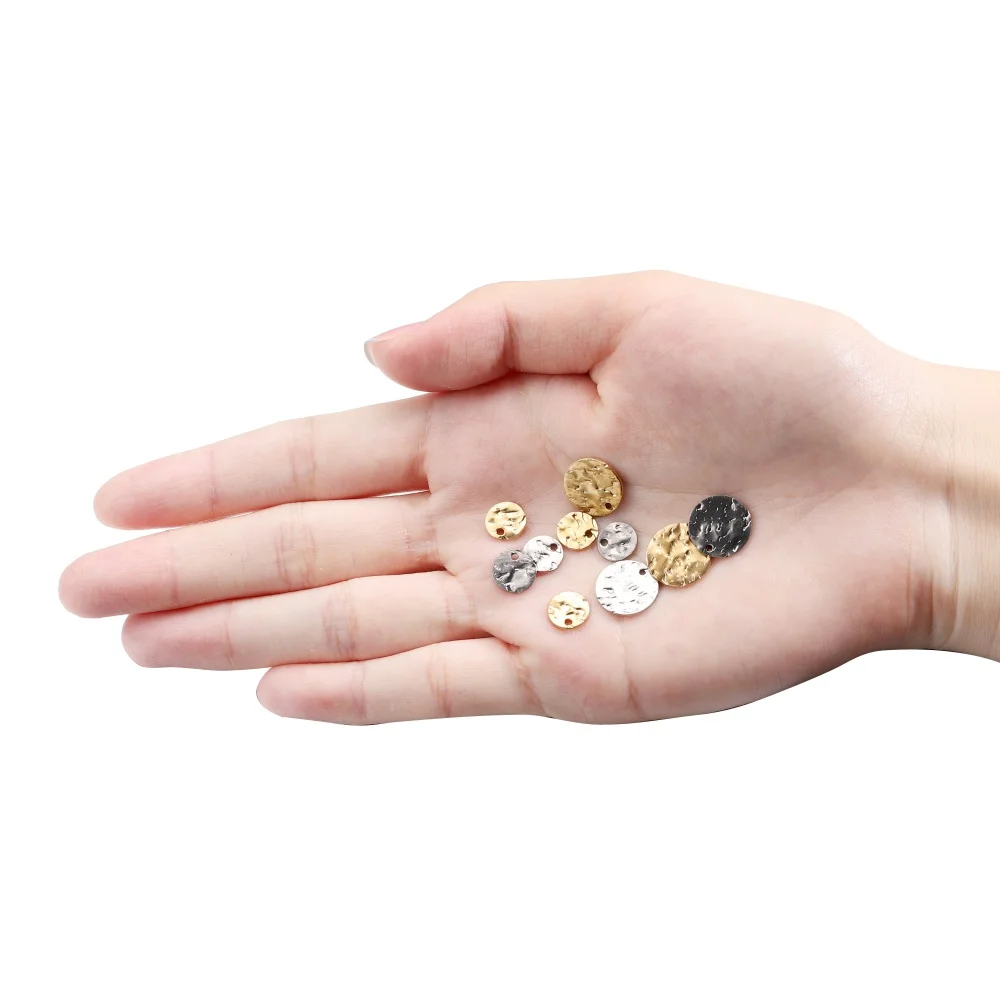 20-50pcs/lot Stainless Steel Round Wrinkle Charms Gold Color Pendant Accessories For DIY Necklace Bracelet Jewelry Making image 4