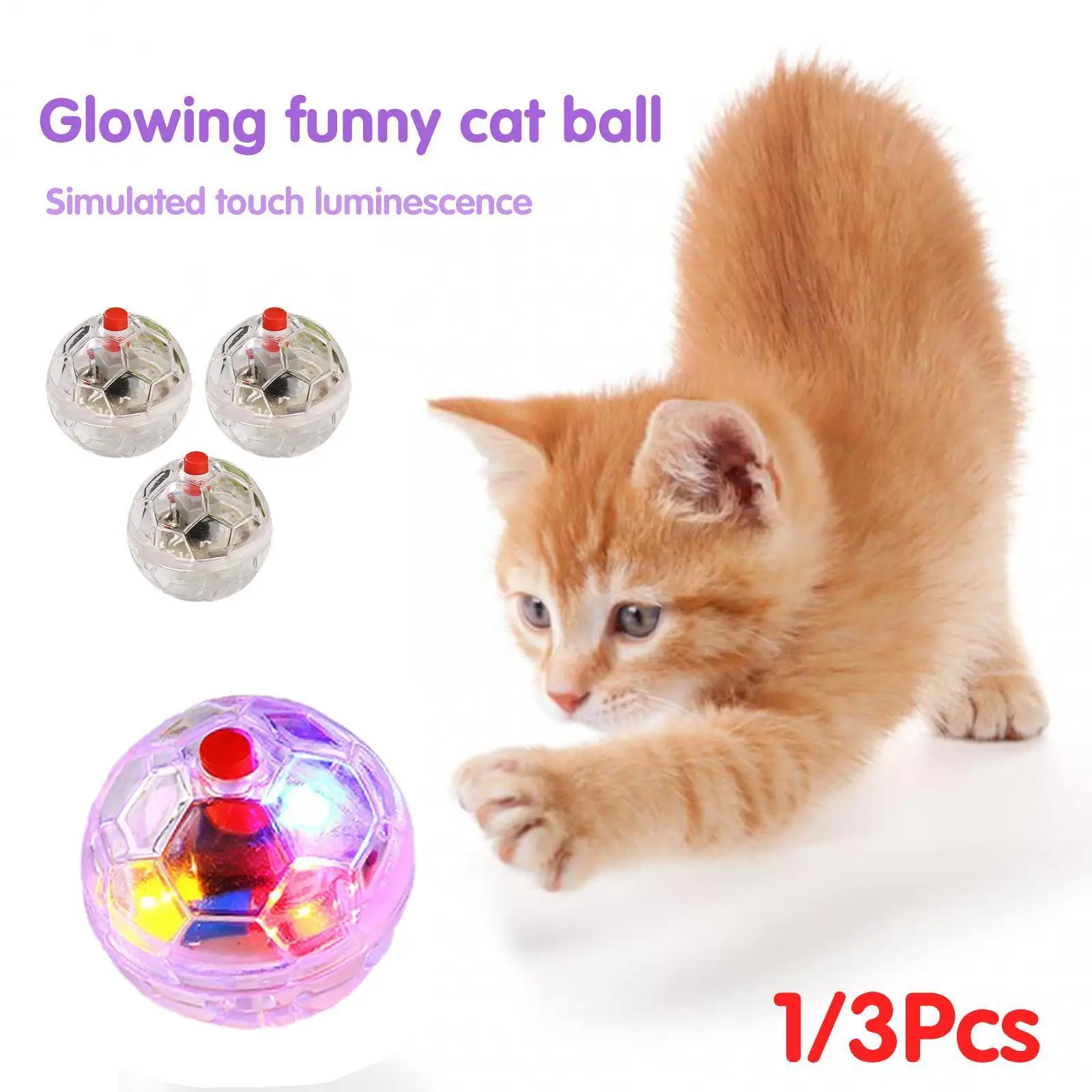 1/3pcs Interactive Ball Toy Flash Paranormal Equipment Pet Hunting Flash Motion Balls Pet Toy Light Up Motion Ghost Toy H7s2