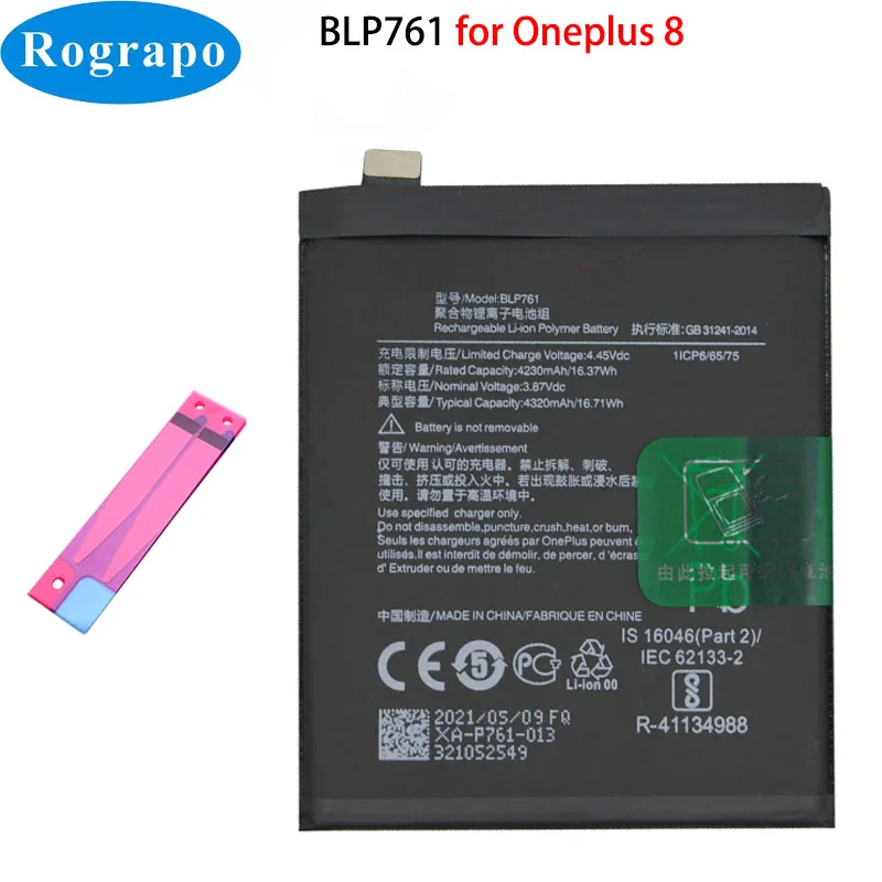 New One Plus Battery For OnePlus 8 7T Pro 7 6 6T 5 5T 3 3T 2 1 1+ BLP571 BLP613 BLP633 BLP637 BLP657 BLP685 BLP699 BLP759 BLP761