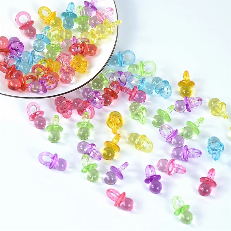 50Pcs Blue/Pink/Transparent Clear Mini Pacifiers Baby Shower Favors Girl Boy Gender Reveal Birthday Cake Decorations Christening