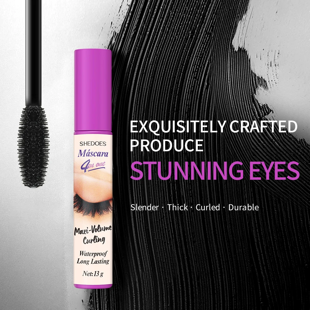 SHEDOES 3pcs Large Volume Mascara - Three Brush Tips, Waterproof & Sweat-Resistant, Fast-Drying, No Clumping, Volumizing