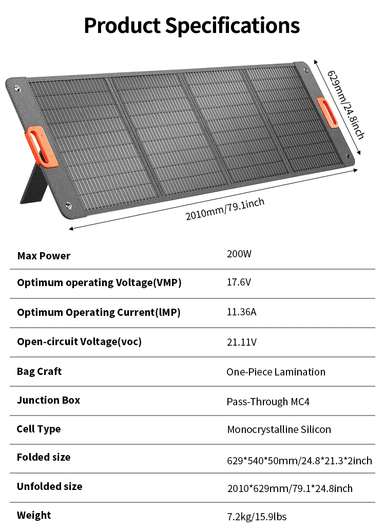 200W zonnepaneel ETFE flexibel opvouwbaar hoog rendement draagbaar waterdicht IP68 100W zonnepaneel voor kamperen, reizen met camper