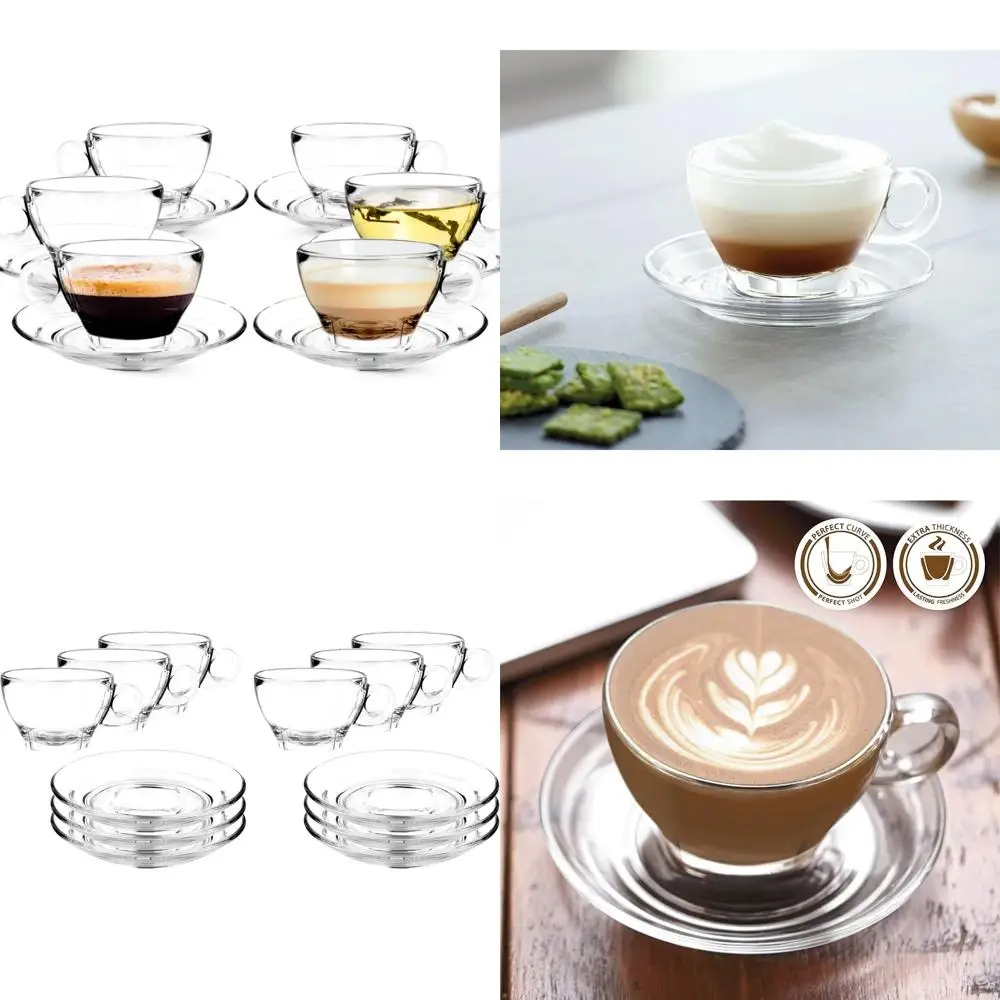 

clear large glass coffee mug with handles for hot beverages, clear mugs for espresso, tea, cappucino, latte, juice (8.75 oz, 10