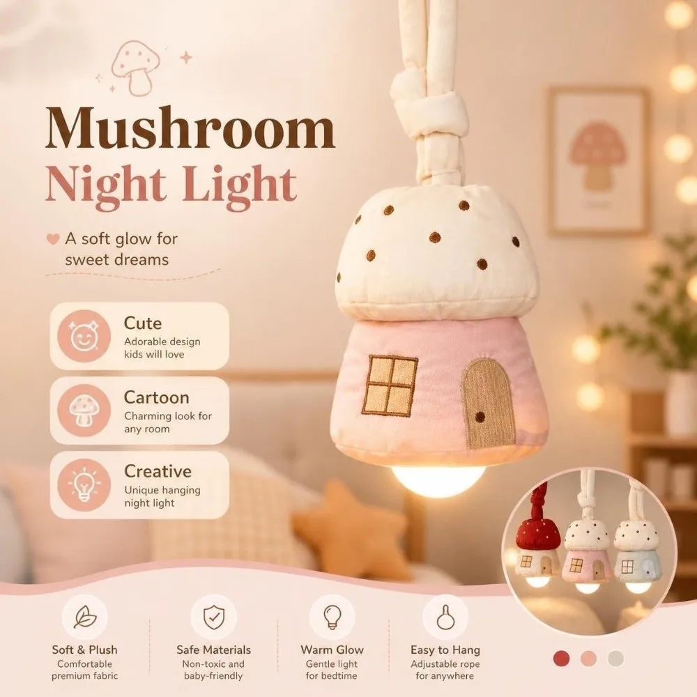 High Beauty Cute Mushroom Night Light Novelty 3 Color Light Bedside Light Creative Stereoscopic Ambient Lamp Girls