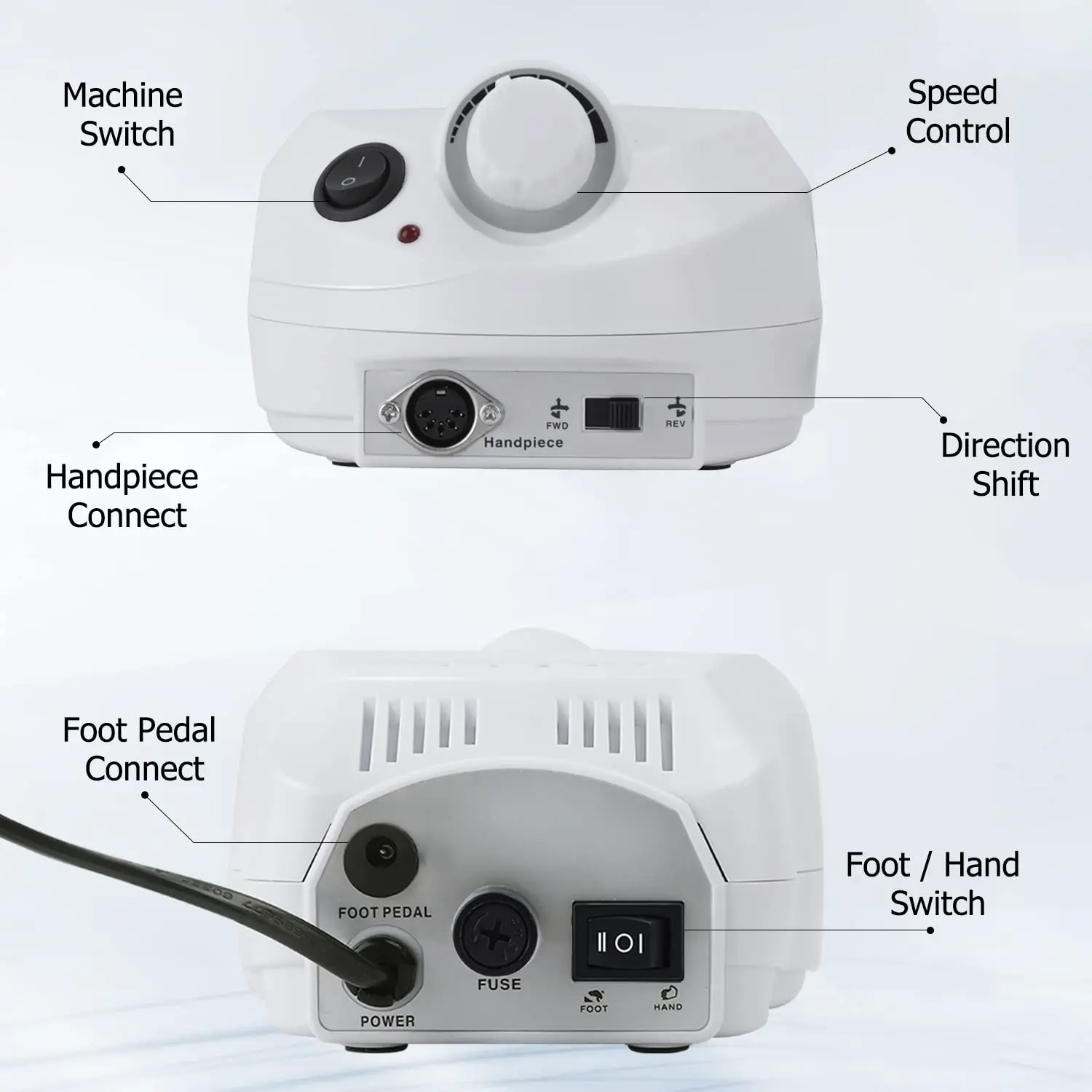 Elektryczna wiertarka akrylowa do paznokci 30000 obr./min z zestawem do manicure z pedałem nożnym, szlifierka do paznokci żelowych z wiertłami do paznokci