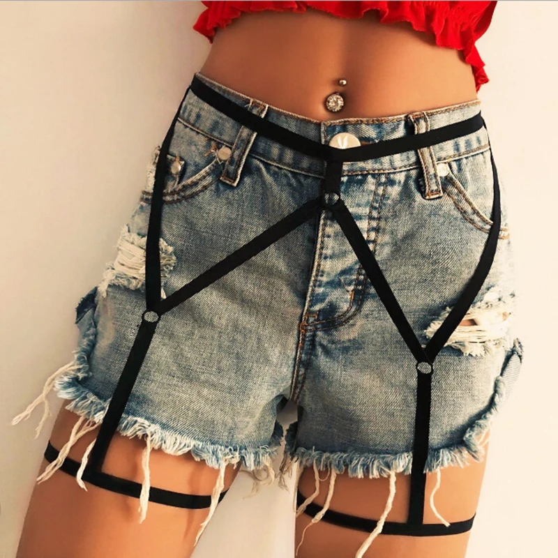 Women Sexy Leg Garter Belt Elastic Cage Hollow Leg Garter Belt Suspender Strap Underwear Leg Strap Leg Garter Belt