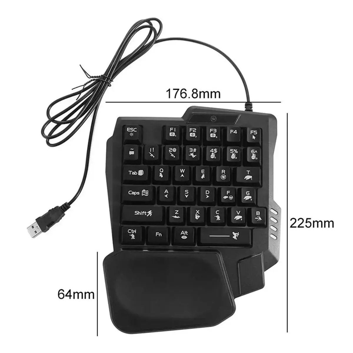 (DT93) USB-клавиатура для одной руки с подсветкой, ультратонкая, 35 клавиш, проводная, игровая, механическая, для настольных ПК