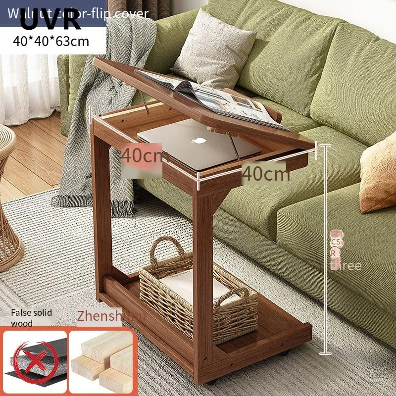 UVR Small Coffee Table Home Bedroom Bedside Table Living Room Sofa Side Corner Several Computer Desk Flip Small Side Table