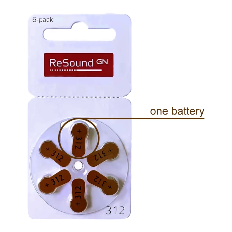 60pcs ReSound Hearing Aid Batteries Size 312 A312 312A P312 PR41 Germany Zinc Air 1.45V Cell Button Battery w BOX Sale