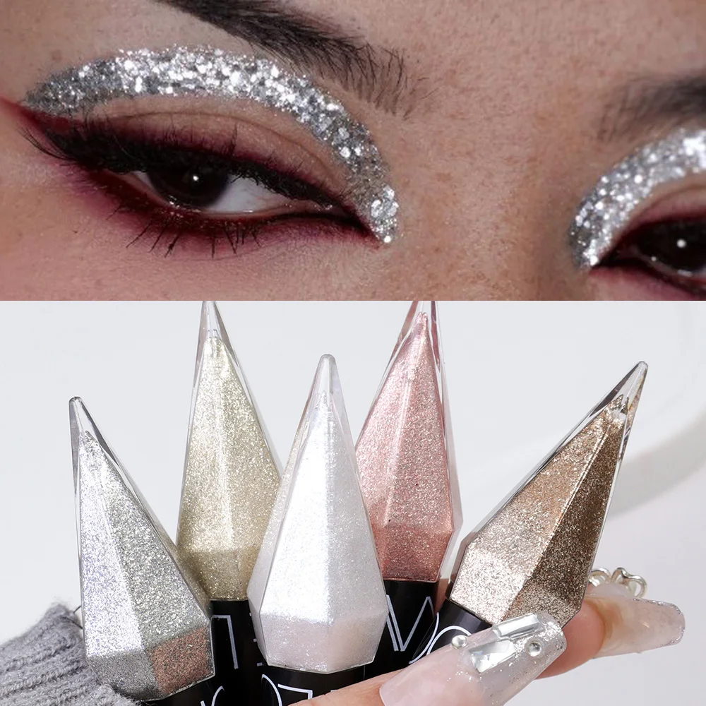 Diamentowy cień do powiek błyszczące eyelinery wodoodporne srebrne różowe złoto kolor brokatowe cekiny Eyeliner cień do powiek makijaż kosmetyki damskie