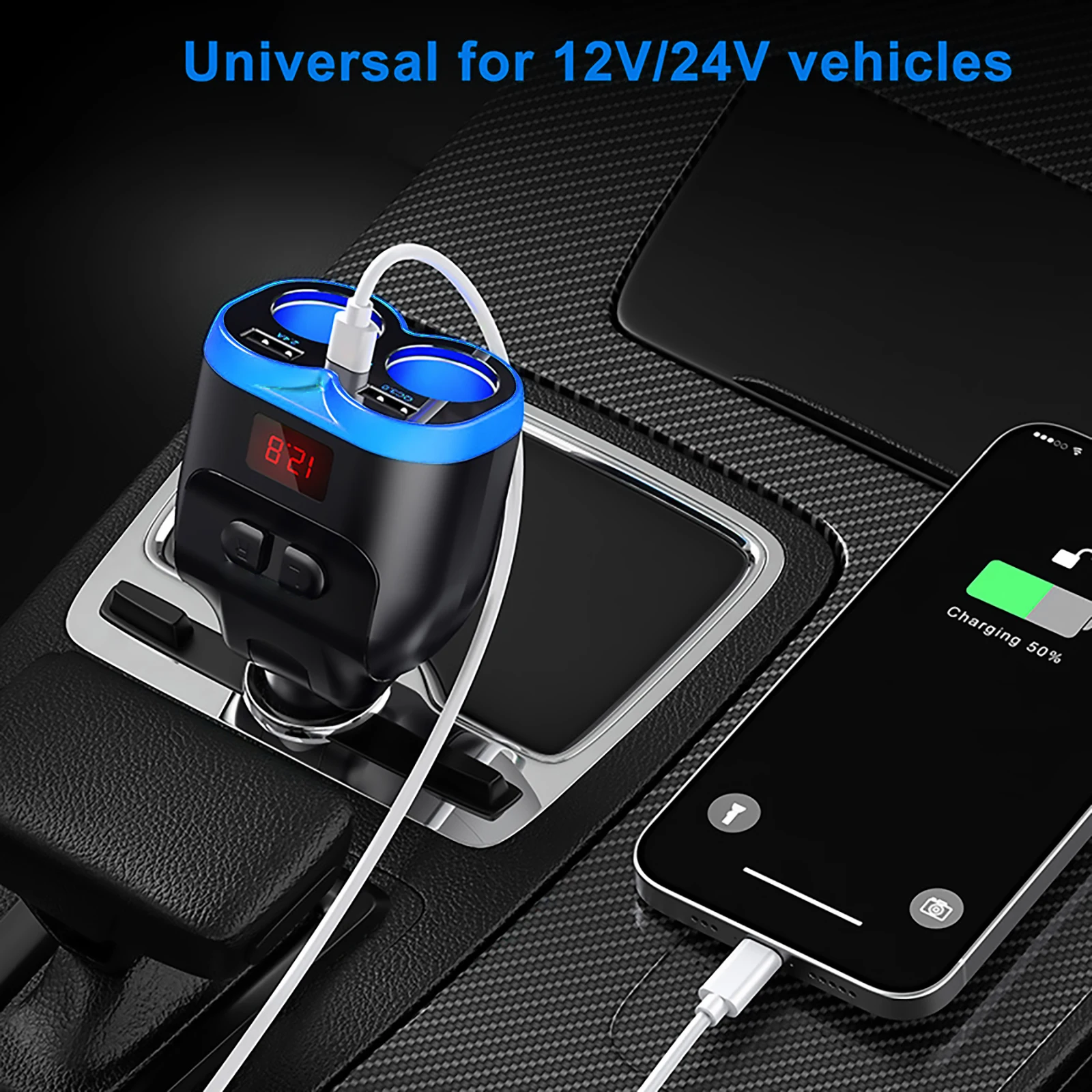 Quick Charge Car Charger Port Phone Charger Socket Cigarette Lighter Splitter 12V / 24V Universal Dual USB Charger Power Adapter