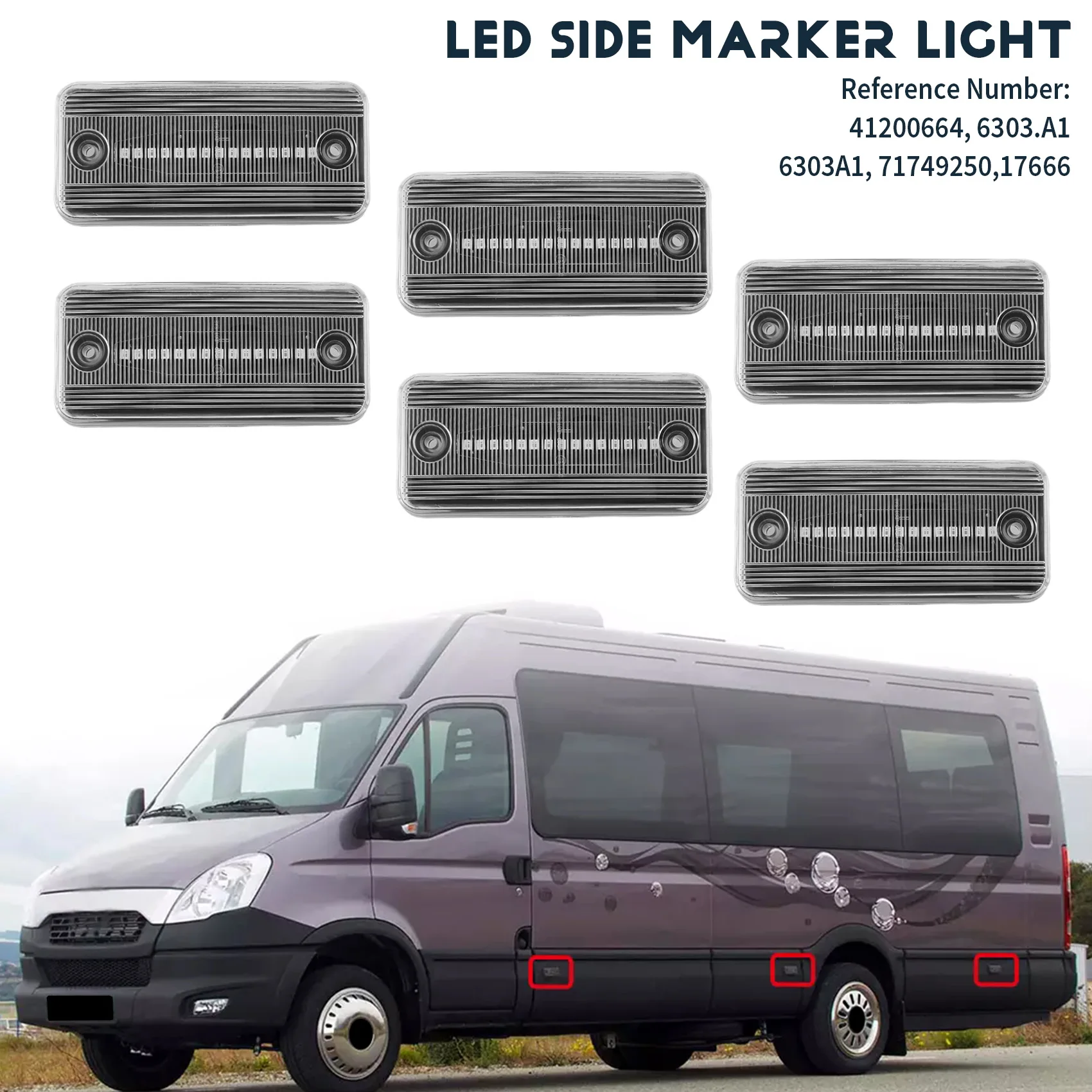 6 прозрачных светодиодных боковых габаритных фонарей для Fiat Ducato III Iveco Daily IV DAF LF XF CF 5010306792