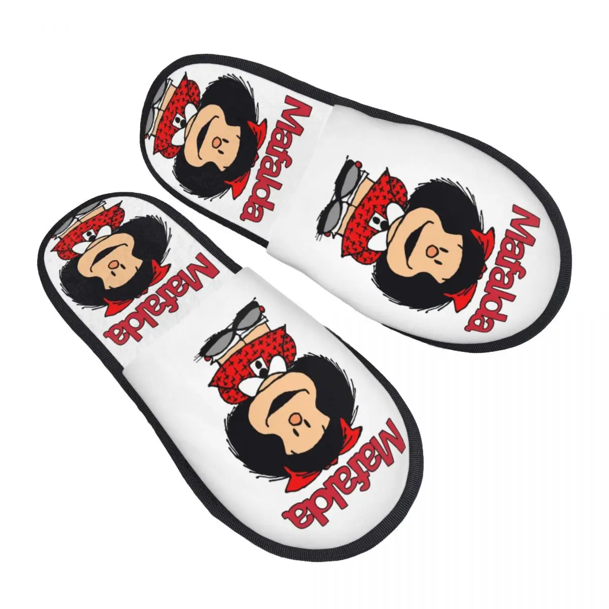 

Милые тапочки из пены с эффектом памяти Mafalda на заказ, женские аргентинские тапочки с героями мультфильмов Quino Comics, домашняя обувь для отеля