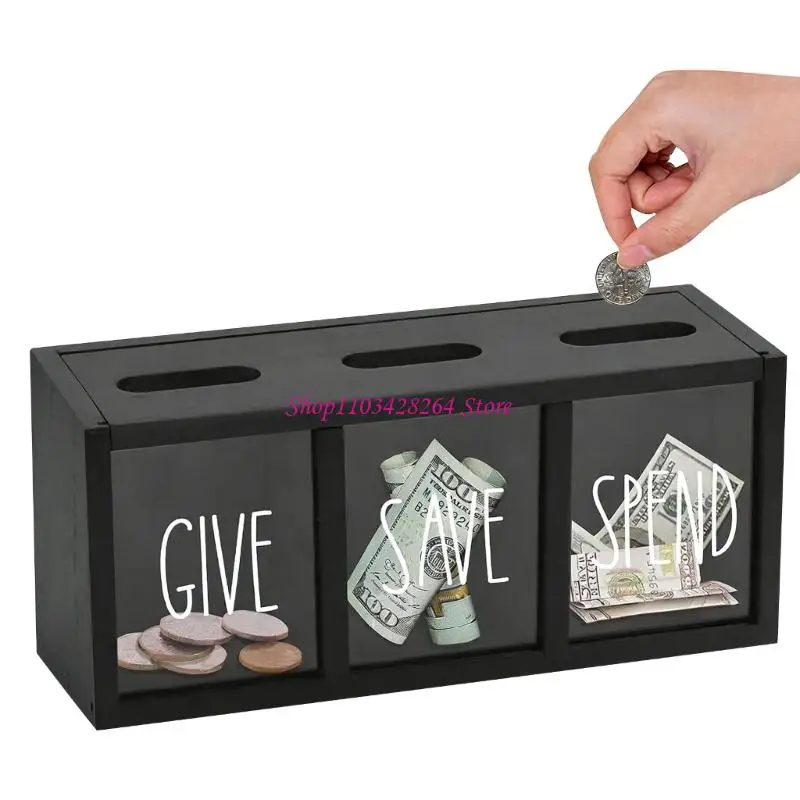 

Wooden Cash Storage Box For Boys Girls With Visual Savings Tracking Feature