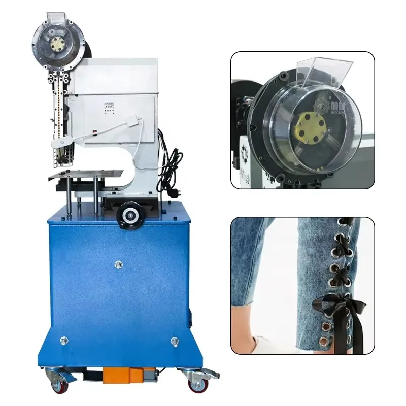 Automatic Adjustable Hole Distance Electric Twin-heads Eyelet Attaching Machine