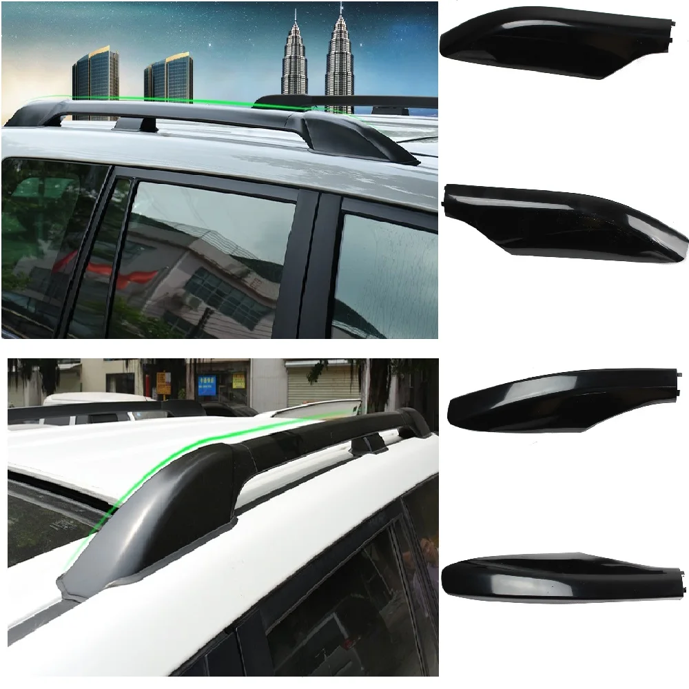 

4Pcs Black Roof Rack Bar Rail End Cover Shell Fits For Toyota Land Cruiser Prado Fj120 03- 09 Durable Auto Parts New