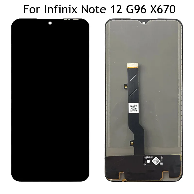 شاشة عرض مجموعة محول الأرقام بشاشة تعمل باللمس مع إطار ، قطع غيار شاشات LCD ، Infinix Note 12 ، G96 ، X670