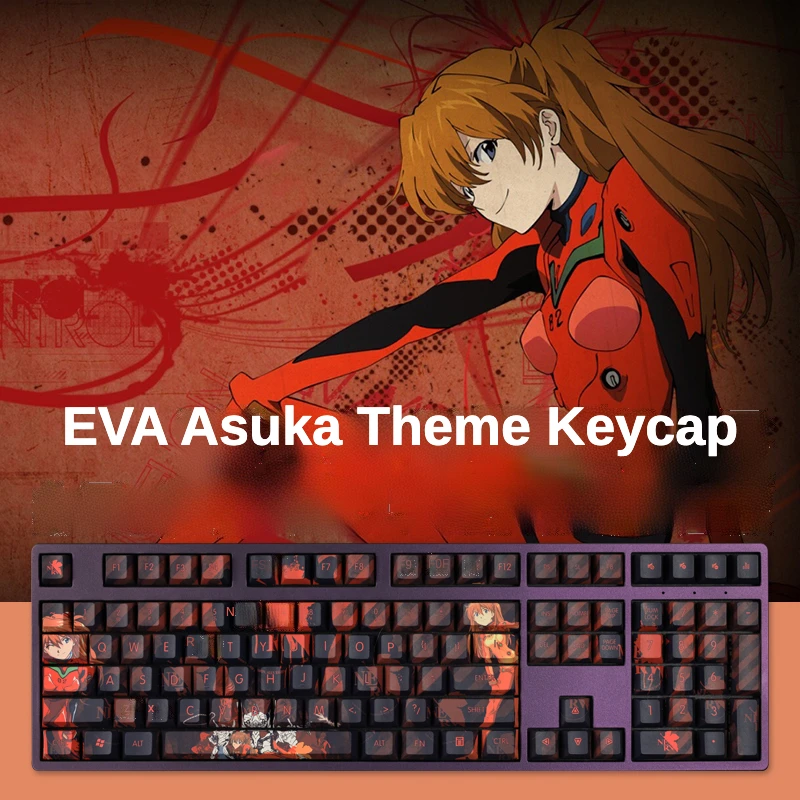 EVA Asuka Anime & Comic theme keycaps cool design Cherry Profile 108 key mechanical keyboard cap