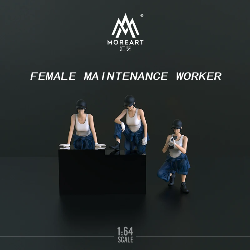 More Art 1:64  Female Auto Repair Worker Resin Figures For Scene /Model Car Decoration & Display& Gift&Collection