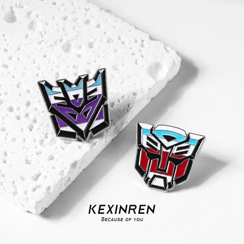 2 Pcs/set Movie Transformers Enamel Pins Men Collar Badge Vroom Badge Medal Copper Paint Brooch Jewelry Gift for Kid Friends