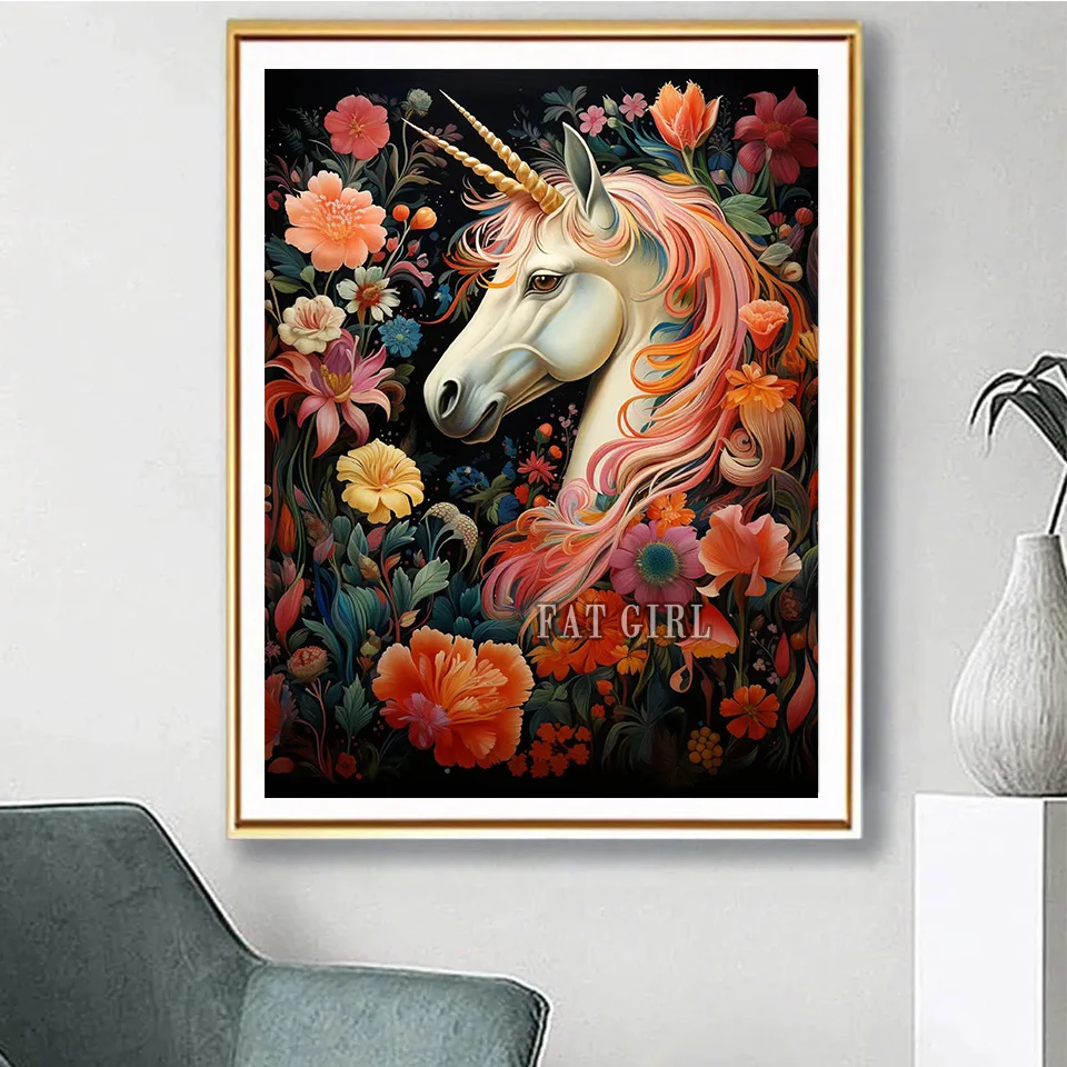 Animal Flower 5D Diamond Painting Kit Unicorn Diamond Embroidery DIY Lion Landscape Rhinestone Cross stitch Home Decoration D94